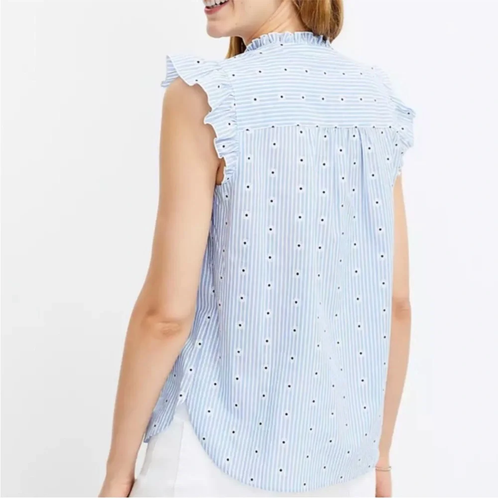 LOFT Clip Dot Daisy Ruffle Top - Picture 2 of 9